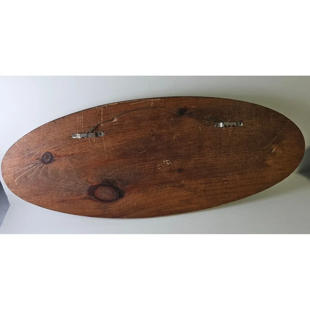 Vintage Brass Welcome Sign on Oval Wood Plaque 7x17 MCM Cottagecore Wall Decor